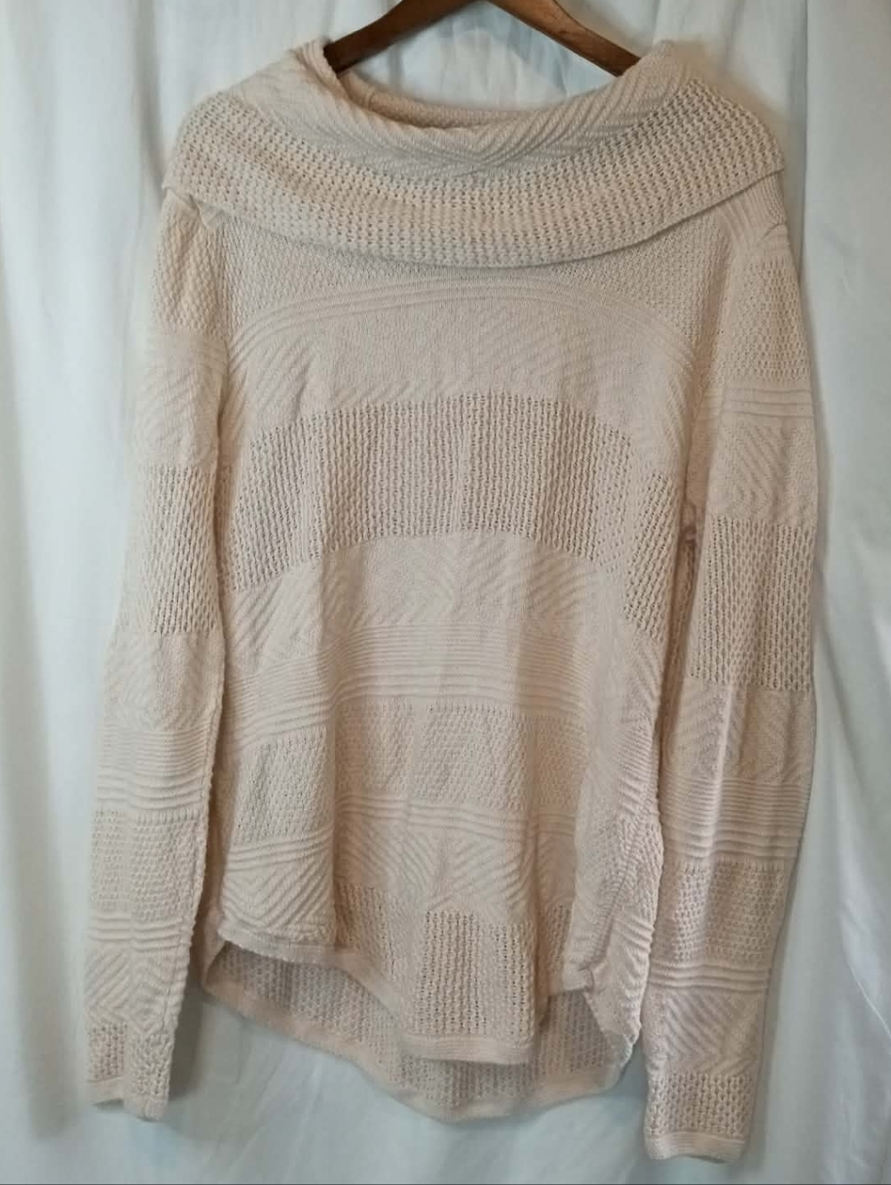 eight eight eight Cream Textured Cowl Neck Sweater Scandi Neutral Coastal Preppy